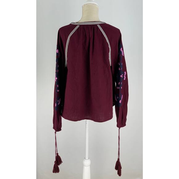 River Island Cardigan Embroidered Purple Womens Size Medium Tassel Cotton Boho - Picture 3 of 12